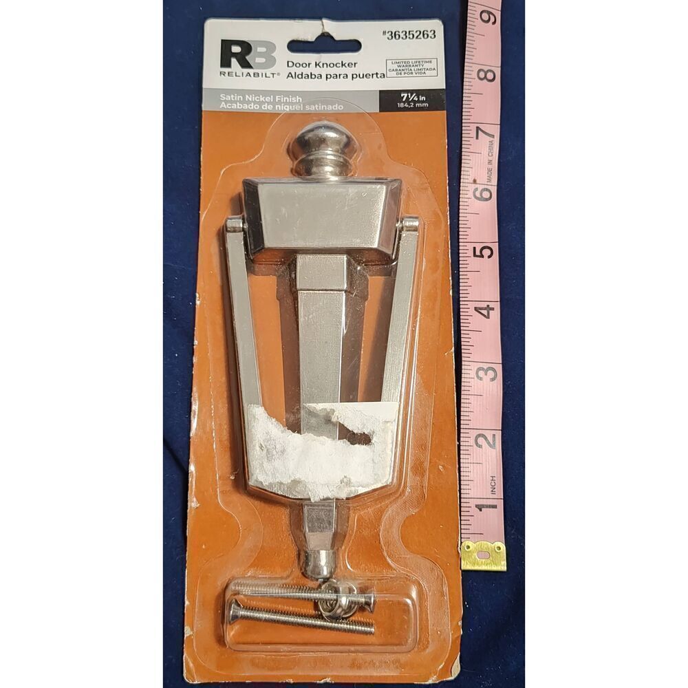 SATIN NICKEL Traditional Door Knocker RELIABILT 07-3566 7-1/4” Cast Zinc 3635263